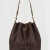 Bucket Bag cuero café oscuro