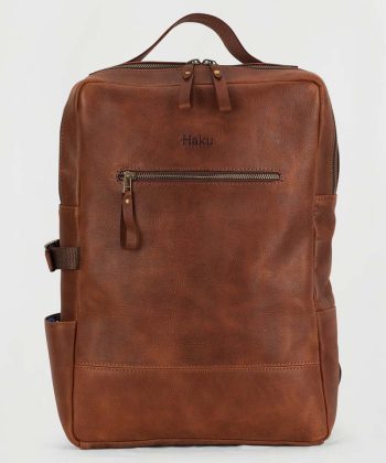 Mochila en cuero café