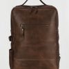 Mochila en cuero café oscuro